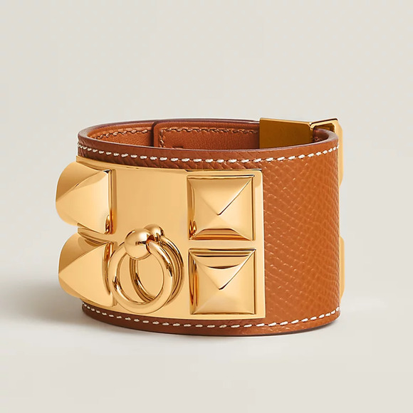 Hermès Collier De Chien Leather and Metal Bracelet Gold *Adjustable - Picture 1 of 8